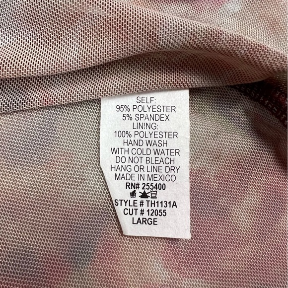 Mesh Tie Front Rose Print Tank Top by Rebellious Dreamer - Size L - Picture 4 of 5